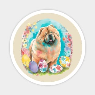 Chow Chow Easter Egg Spring Floral Watercolor Painting Dog Lover Art Magnet